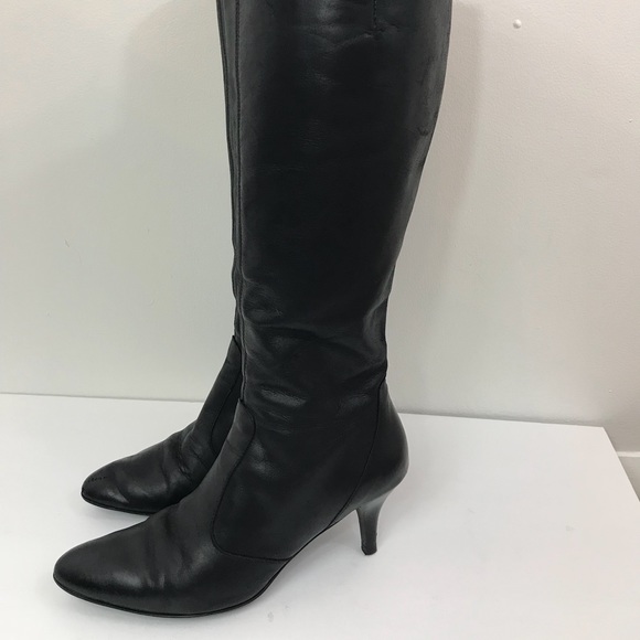 J. Crew Black Leather Tall Boots, 86767 Sz - 8,5 - Picture 2 of 8
